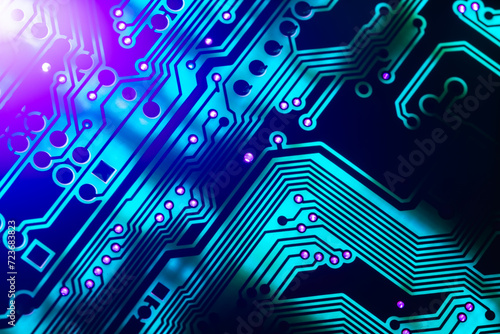 Electronic circuit board close up, background with circuit board