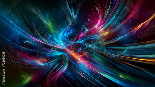 Vivid Nebula Whirl in Abstract Light Art
