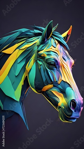 Vector neon logo art horse head.