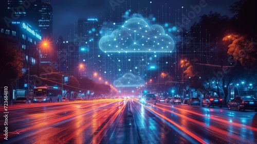 Illustration numérique : Cloud computing et transfert de données