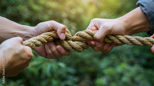 Team rope diverse strength connect partnership together teamwork unity communicate support