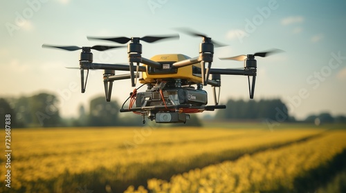 Precision Agricultural Drone Gliding Over Vast and Lush Sweet Corn Fields for Fertilizer Spraying