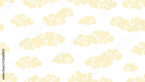 ドット柄の中華風の金の雲のパターン背景
