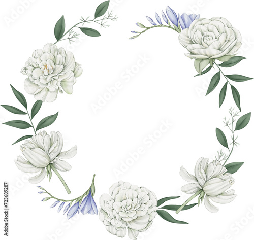 frame with white roses
