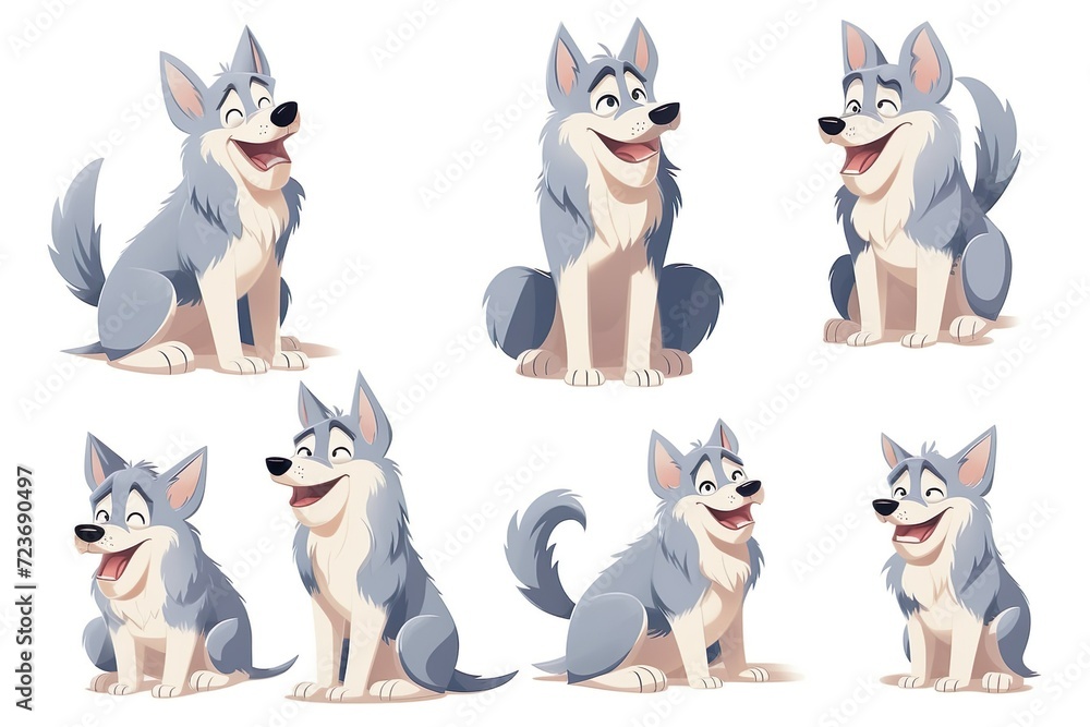 set of cute husky dogs with different poses 