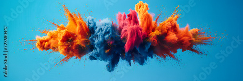 Explosive Paint and Smoke Abstract: Creative and Colorful Art Design, Perfect for Dynamic and Artistic Backgrounds