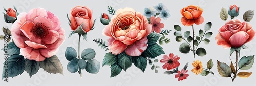 Flower Power: A Watercolor of Roses and Flowers for the Month of Love Generative AI