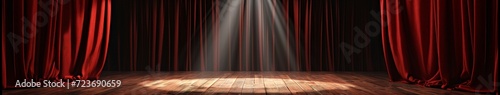 Red Curtain and Spotlight on Stage