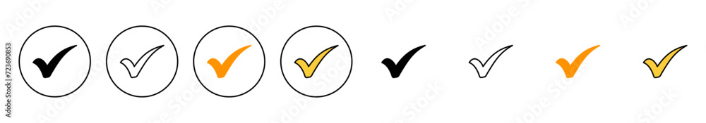 Check mark icon set vector. Tick mark sign and symbol Check mark icon set vector. Tick mark sign and symbol