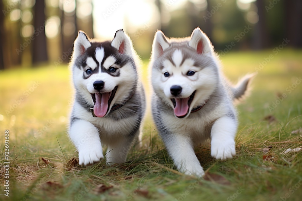 cute husky dogs running in outdoor cute husky dogs running in outdoor