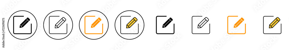 Edit icon set vector. edit document sign and symbol. edit text icon. pencil. sign up - obrazy, fototapety, plakaty 