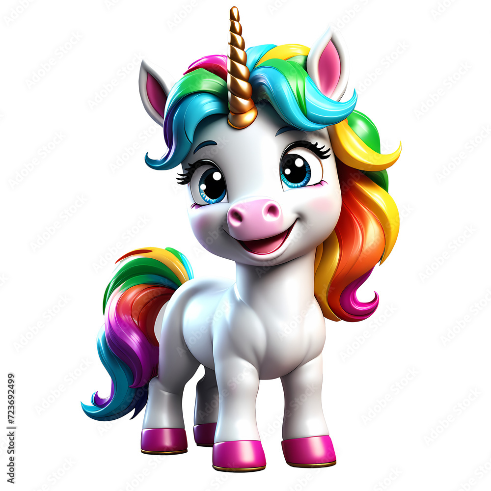 3D illustration of a happy Little Unicorn, with a very colorful mane. 3D render. 3D character. cartoon style. Isolated on transparent background 3D illustration of a happy Little Unicorn, with a very colorful mane. 3D render. 3D character. cartoon style. Isolated on transparent background