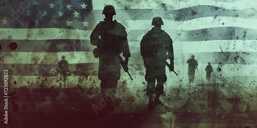 Service and Sacrifice: A Moving Image Commemorating the Dedication of American Soldiers, Set Against an Abstract Background to Honor Their Courage and Commitment to Service