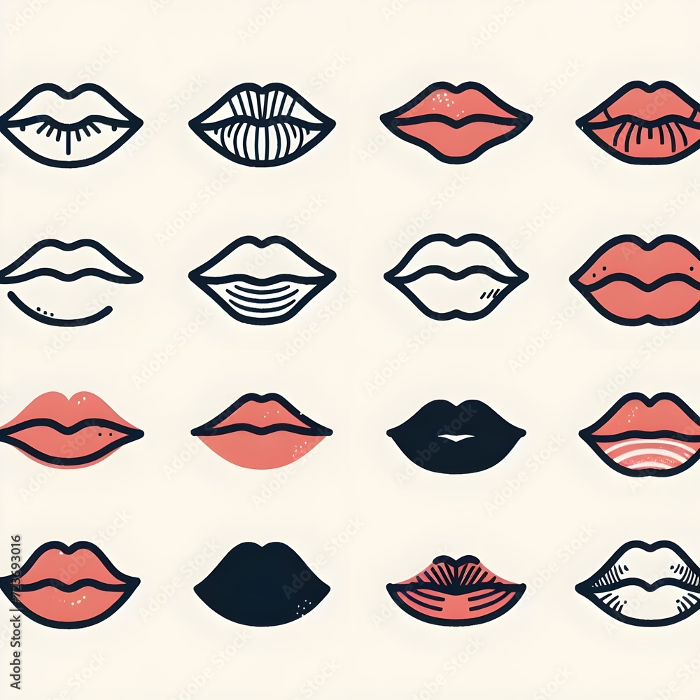 Abstract Digital Art Illustration of Stylized Lips in a Contemporary Design Abstract Digital Art Illustration of Stylized Lips in a Contemporary Design