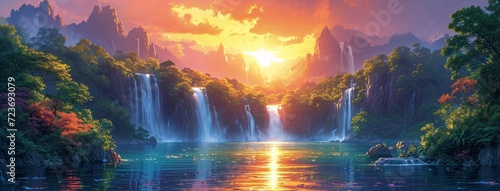 Sunset Serenade: A Glorious Glimpse of Nature's Majesty Generative AI © BIPUL