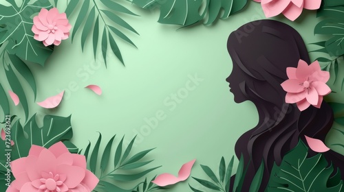 3d rendering International Mather's Day background made of leaves with free space photo