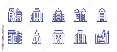 Building line icon set. Editable stroke. Vector illustration. Containing building, buildings, empire state building.