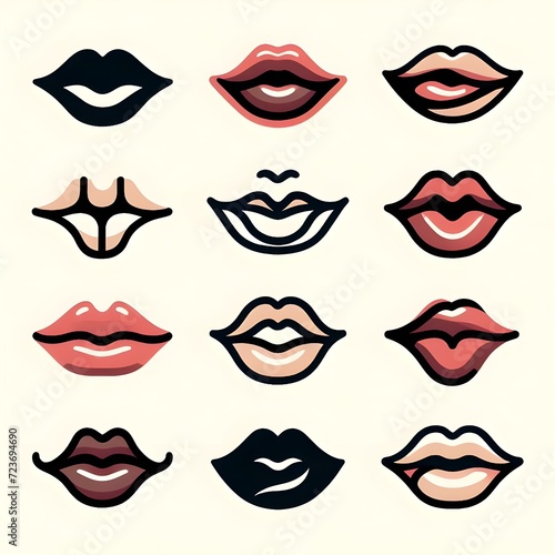 Abstract Digital Art Illustration of Stylized Lips in a Contemporary Design
