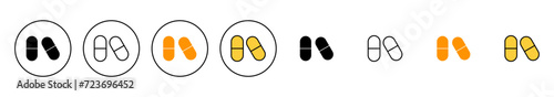 Pills icon set vector. capsule icon. Drug sign and symbol