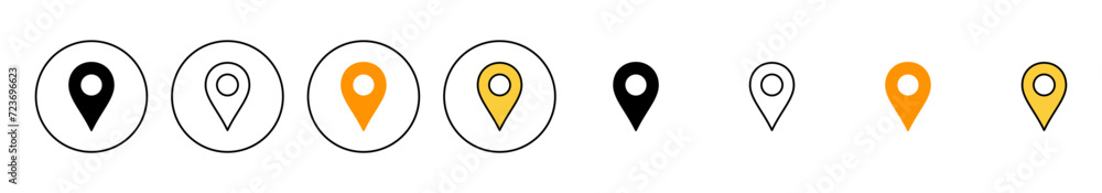Pin icon set vector. Location sign and symbol. destination icon. map pin Pin icon set vector. Location sign and symbol. destination icon. map pin