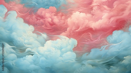painting of clouds in blue and pink colors. Digital concept  illustration painting.