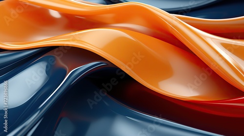 Orange and blue abstract waves. Digital concept, illustration painting.