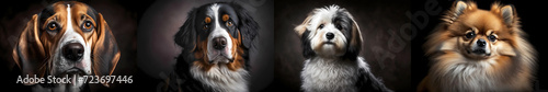 Collection of dog portraits. Generative ai.