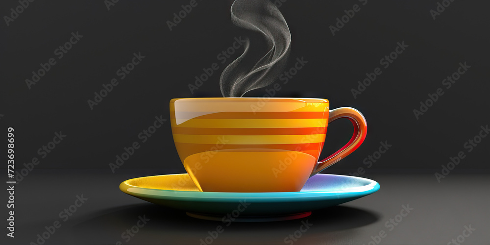 Classic Coffee Cup and Saucer, with Steam Rising from a Freshly Poured ...