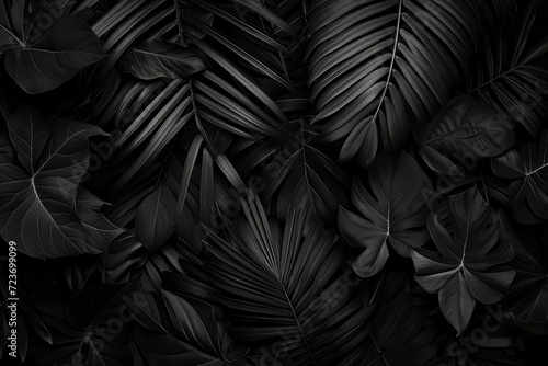 Black palm Leaves With Varied Shapes and Textures