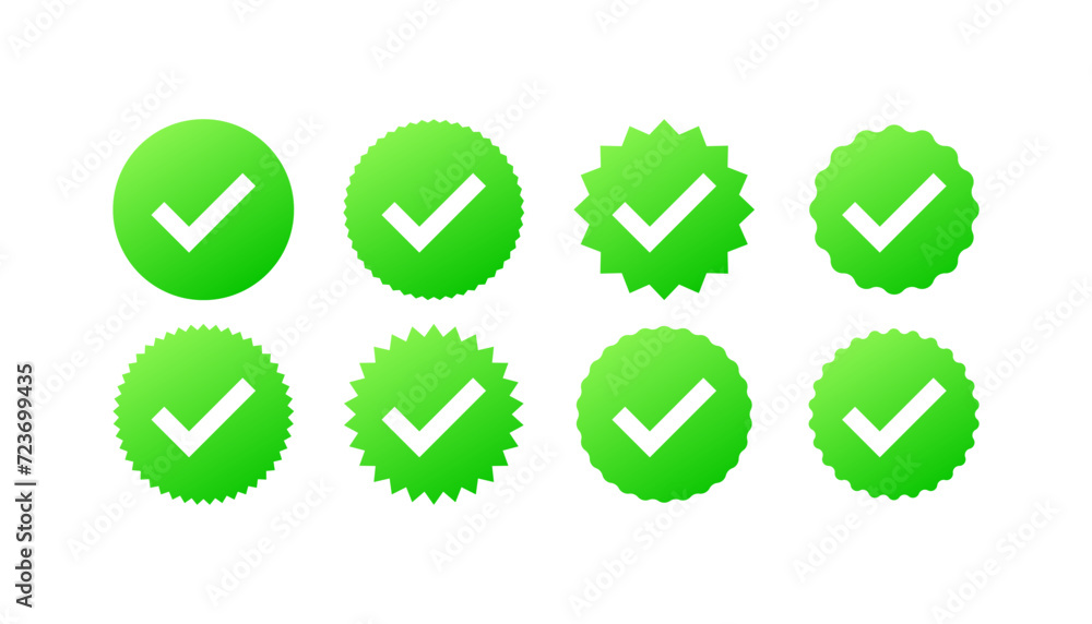 Checkmark icon set. Flat style. Vector icons Checkmark icon set. Flat style. Vector icons