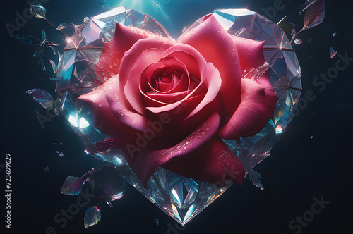 crystal rose heart 02 Ai generated 