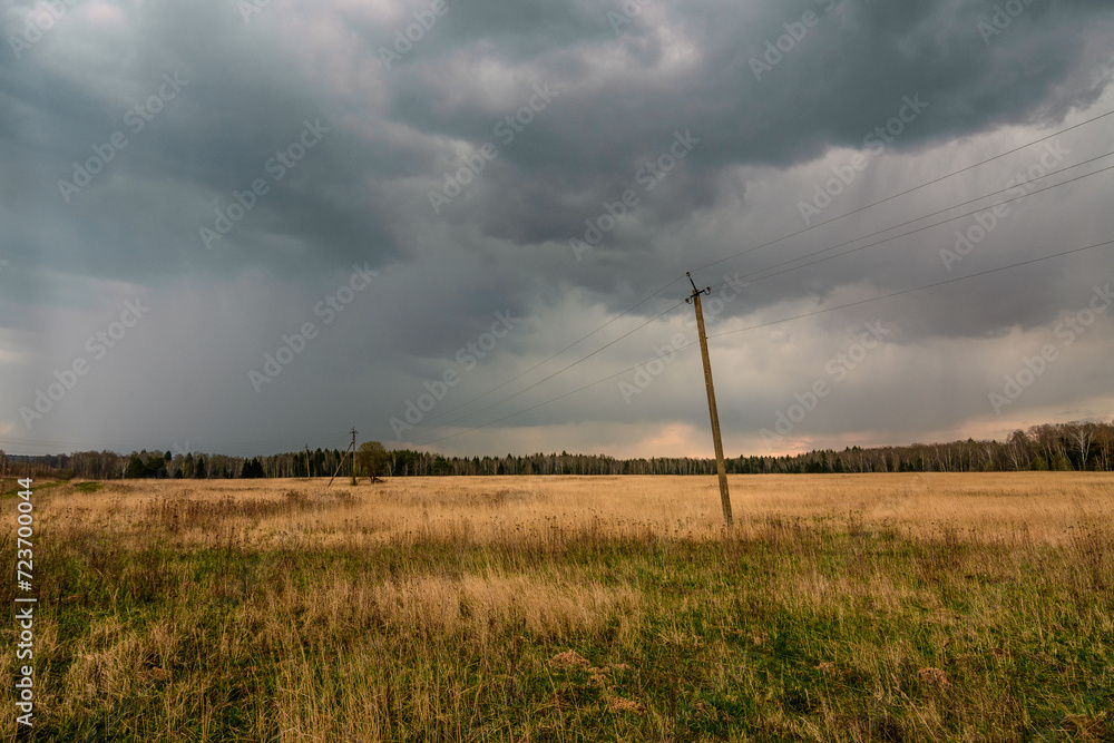 Fototapeta premium Power line during thunderstorm