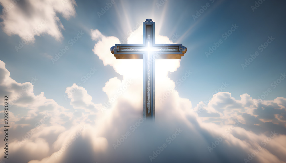 Illuminated Christian Cross Against a Dramatic Sky Illuminated Christian Cross Against a Dramatic Sky