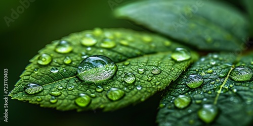 Raindrops on Leaves: A Refreshing Sight for a Summer Afternoon Generative AI