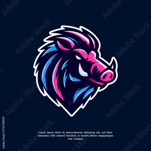 boar head e-sport logo vector illustration