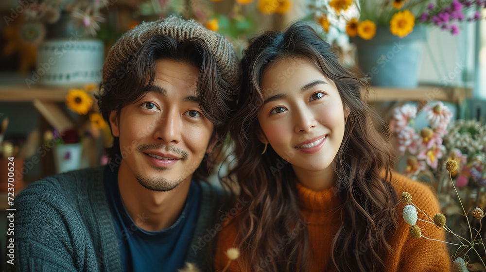 Attractive and cool asian couple posing together Attractive and cool asian couple posing together