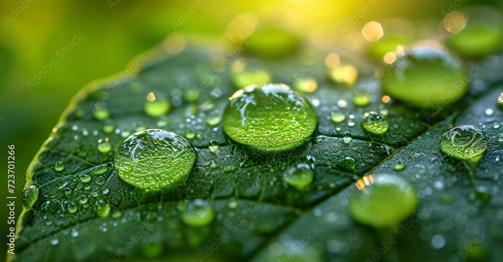 Raindrops on Leaves: A Refreshing Sight for a Summer Afternoon Generative AI