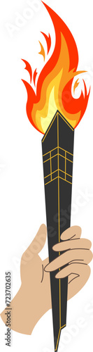 A hand with a burning torch, a symbol of the relay.