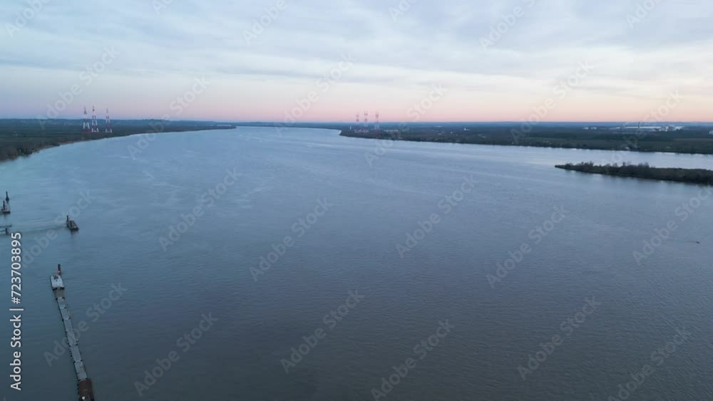 Twilight Marine Vista in Bourg-sur-Gironde, France - aerial Twilight Marine Vista in Bourg-sur-Gironde, France - aerial