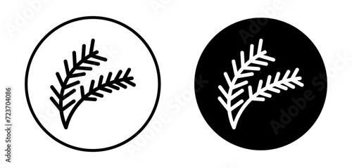 Pine Branch Icon Set. Vector Illustration.