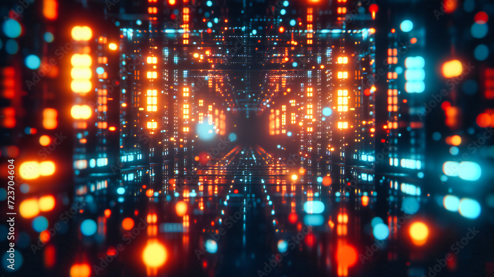 Futuristic blue light tunnel, abstract technology and science concept, digital communication and modern design in cyberspace Futuristic blue light tunnel, abstract technology and science concept, digital communication and modern design in cyberspace