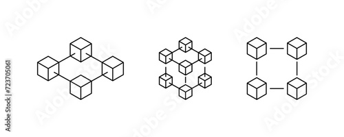 Box connection icons. Linear style. Vector icons