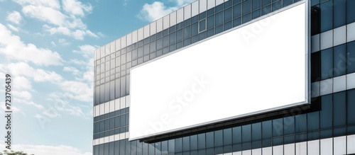 Closeup blank advertising billboard on a building for mockup design. Generated AI image photo