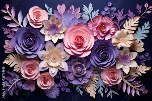 international women's day background. 8 march background of purple flowers. Flat lay arrangement with feminine elements and copy space