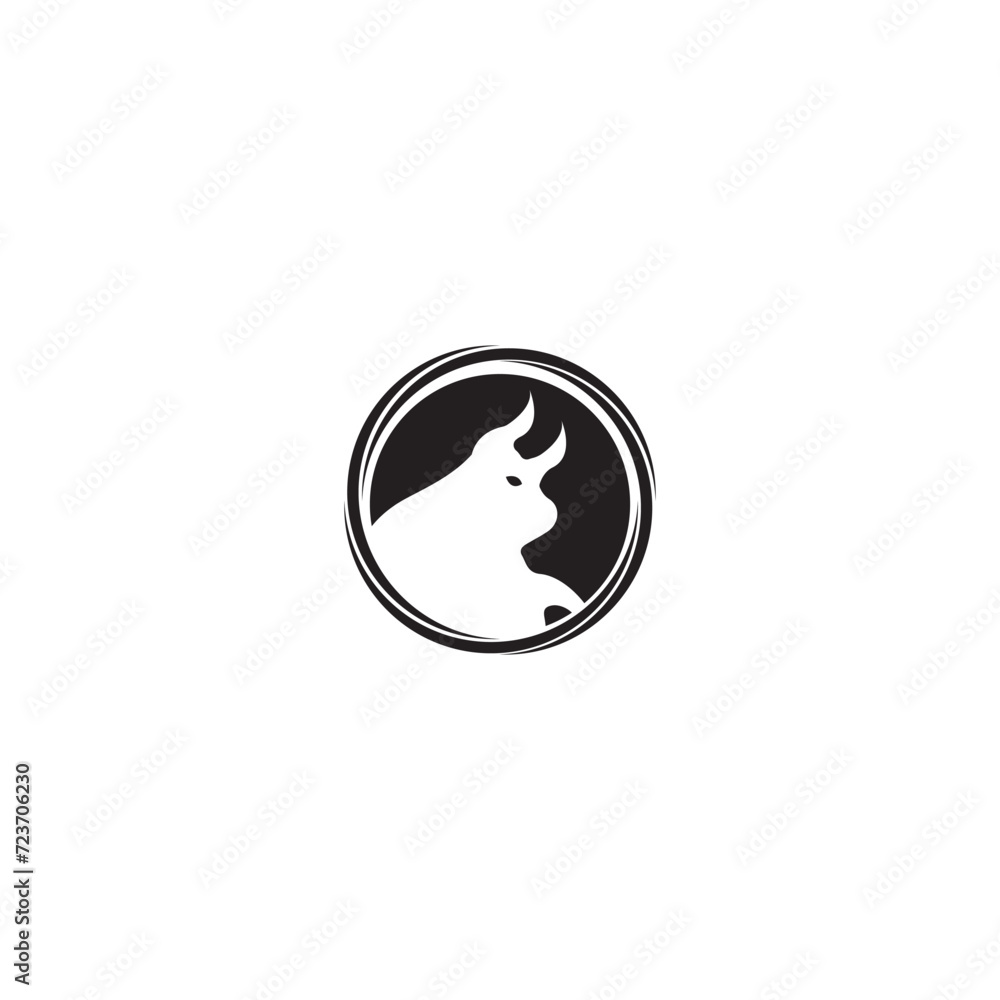 Ox silhouette isolated bulls icons.  Vector illustration of a bull. graphic elements of a matador on white background. Black and white bull logo design