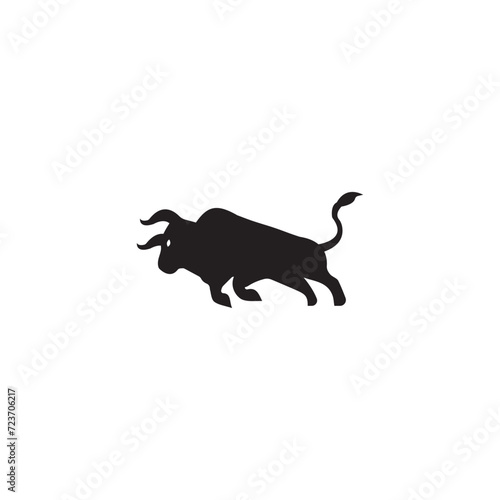 black bull logo vector icon illustration . Colorful bull animal logo design . Bull icon design