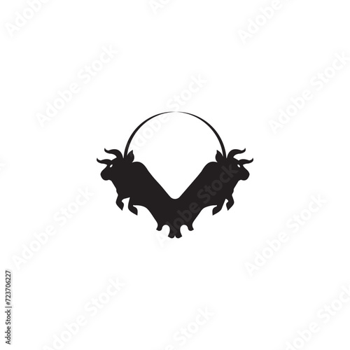 Ox silhouette isolated bulls icons.  Vector illustration of a bull. graphic elements of a matador on white background. Black and white bull logo design