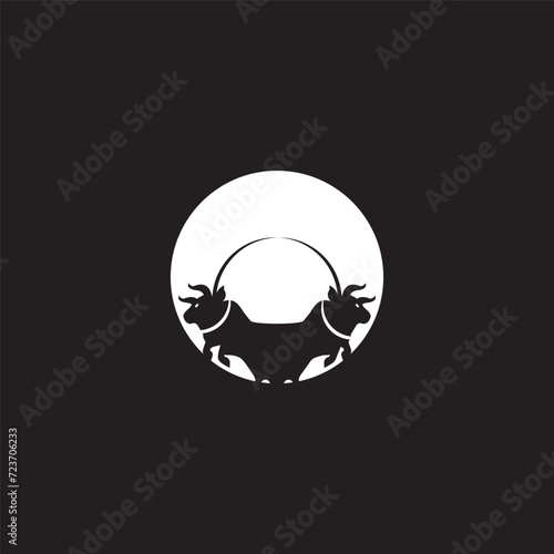 Ox silhouette isolated bulls icons.  Vector illustration of a bull. graphic elements of a matador on white background. Black and white bull logo design
