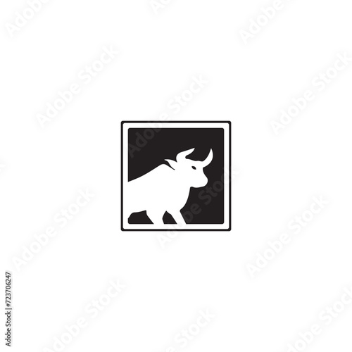 Ox silhouette isolated bulls icons.  Vector illustration of a bull. graphic elements of a matador on white background. Black and white bull logo design