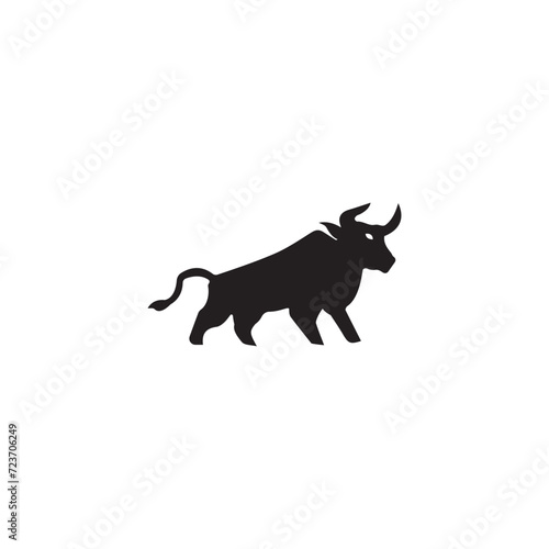 Ox silhouette isolated bulls icons. Vector illustration of a bull. graphic elements of a matador on white background. Black and white bull logo design